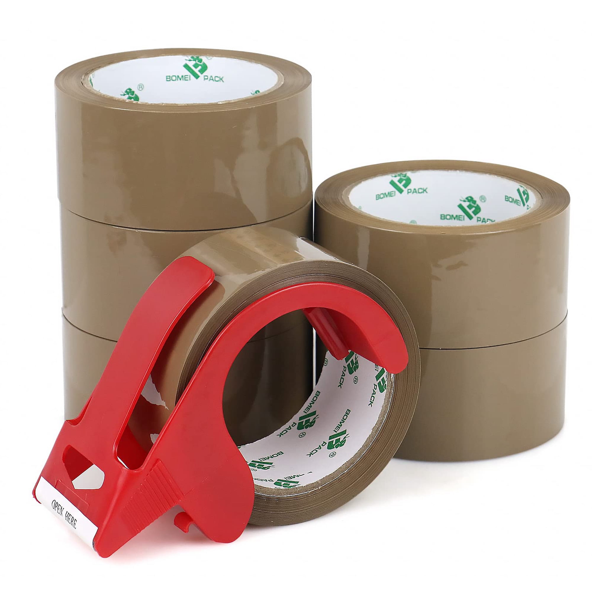 Cinta De Embalaje Bomei Pack, Color Marrón, 48 Mm X 55 M, Con Dispensador, 6 Rollos