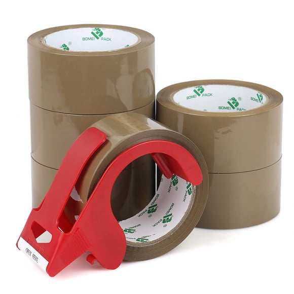 Cinta De Embalaje Color Marrón 48 Mm X 55 M Con Dispensador 6 Rollos