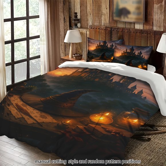 Bedding Castle Wizard Hat Candle Books Magic Theme All-Season Machine Washable Includes Pillowcases Suitable for Bedroom Guest Room Dormitory Holiday Decor Idea