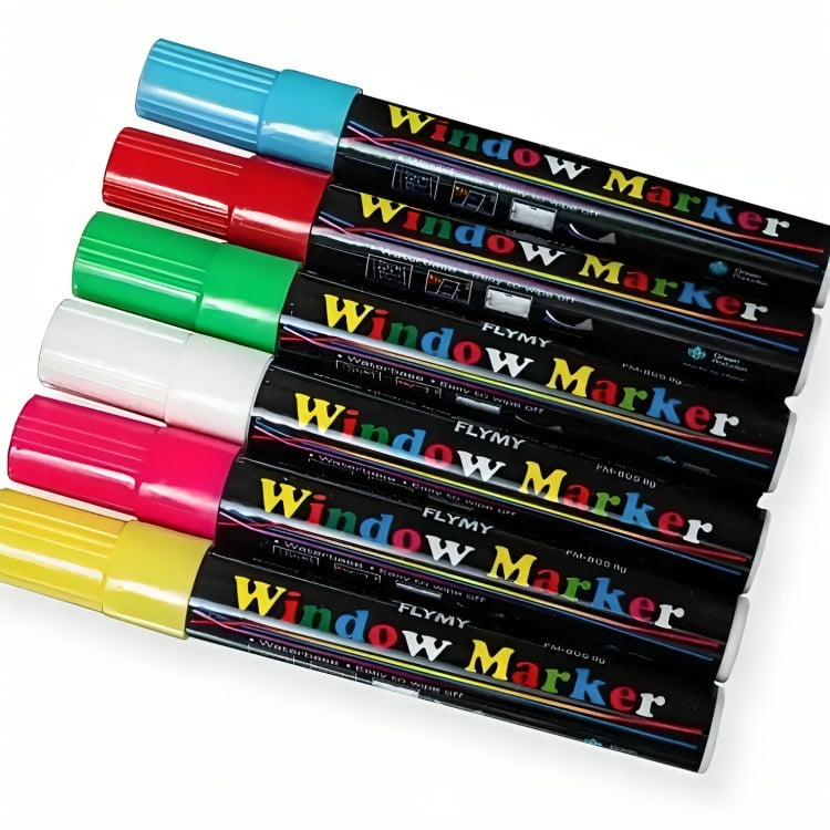 Genérico - Kit 6 Plumones Tiza Liquida Para Pizarra Led, Vidrio, Fluor