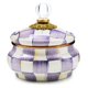 thumbnail image 1 of Tarro de Almacenamiento de Alimentos MACKENZIE-CHILDS con Cuadro Violeta a Rayas de Esmalte, 1 of 6