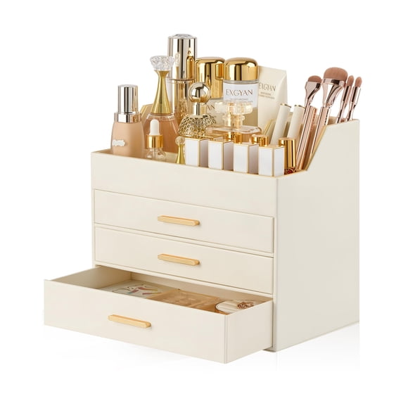 Organizador Lolalet de Cuero PU de 4 Niveles Beige