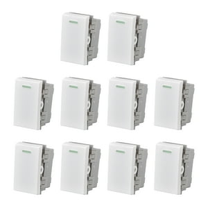 Genérico - Pack 10 Modulo Interruptor 9/24 10A 250V Diseño Simple Blanco