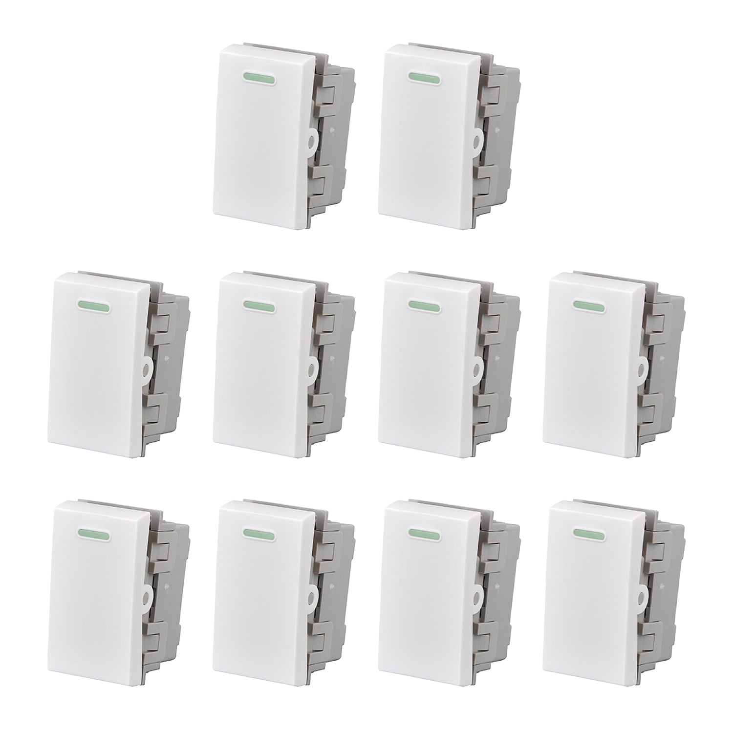 Genérico - Pack 10 Modulo Interruptor 9/24 10a 250v Diseño Simple Blanco