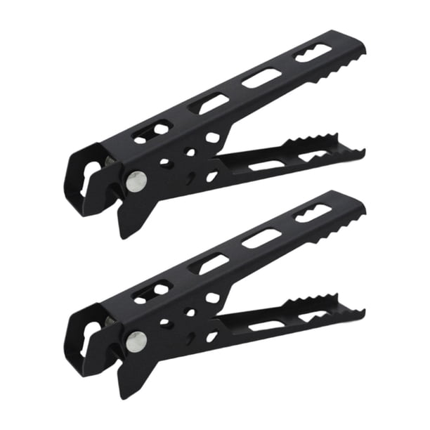 2 piezas levantador de ollas, Clip para placa de tazón caliente, pinzas ligeras para soporte de ollas, pinza portátil para cuencos, pinza para sartén Negro