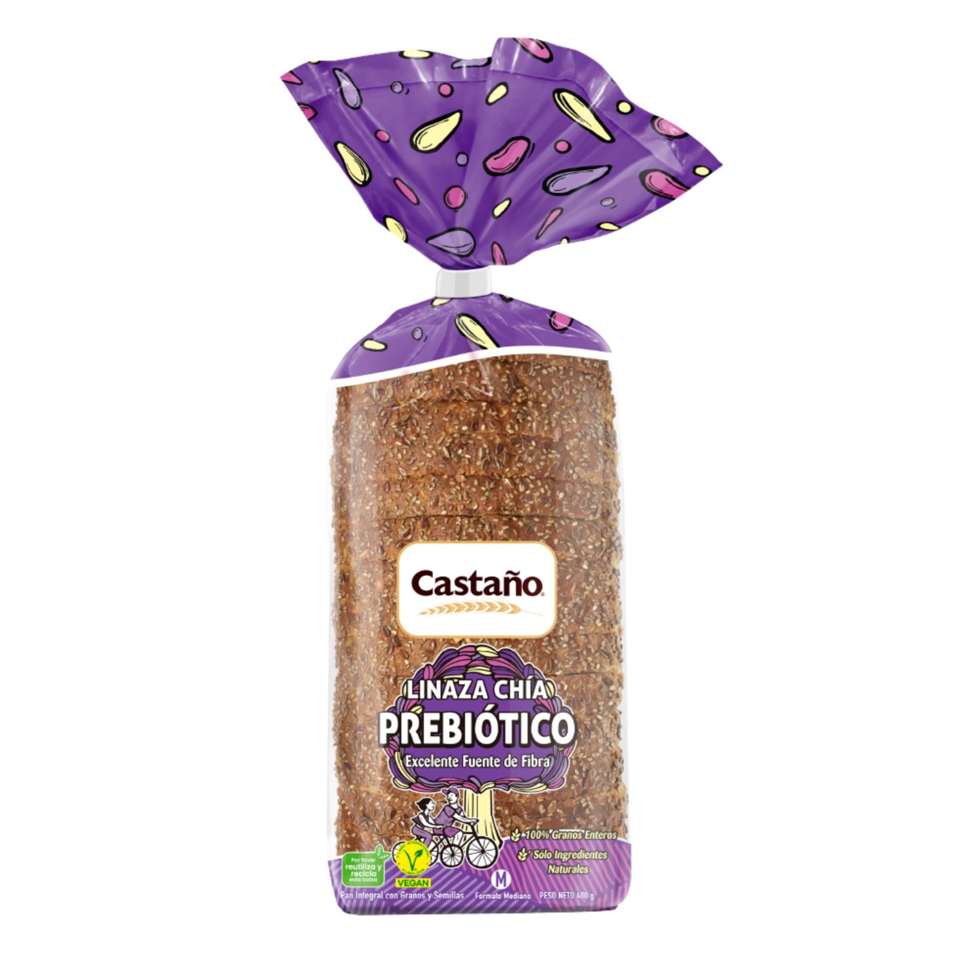Pan De Molde Linaza Chía Con Prebióticos 400 g Castaño
