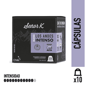 Café Señor K - Cápsulas Espresso Tueste Intenso Señor K Andes 10 Unidades