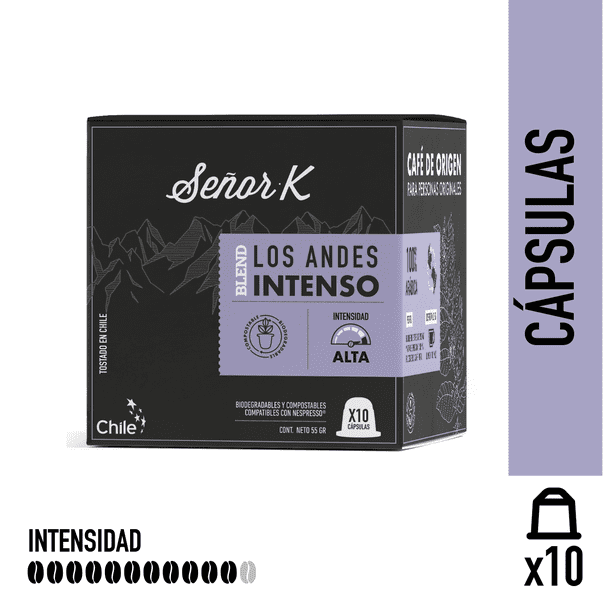 Cápsulas Espresso Tueste Intenso Señor K Andes 10 Unidades