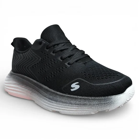 Zapatilla Mujer Negra Malla Deportiva Plataforma Everix