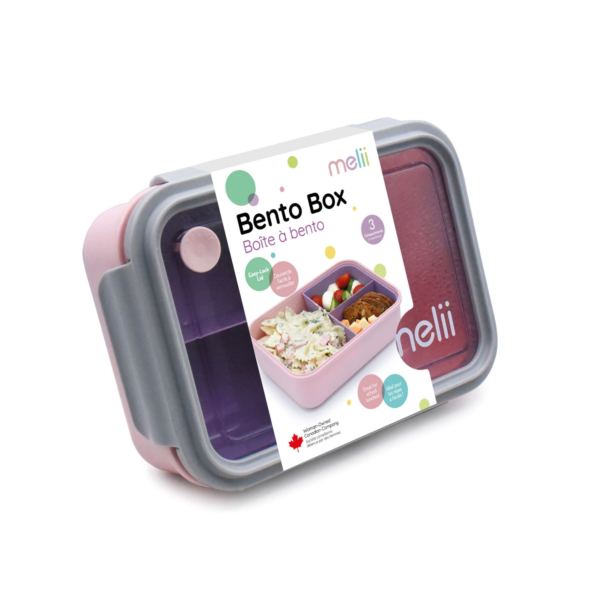 Melii - Lonchera Bento Con Divisiones 1250 Ml Rosa