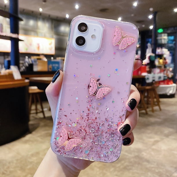Luxury Butterfly Phone Case Protection for iPhone 11/11 Pro/11 Pro Max/12/12 Pro/12 Pro Max/13/13 Pro/13 Pro Max/14/14 Plus/14 Pro/14 Pro Max - Starry Sky Flashing Design