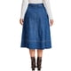 thumbnail image 3 of INSPIRE CHIC Falda de Mezclilla para Mujer con Botones al Frente, Línea A, Falda Midi de Jean, Talla S, Azul, 3 of 6
