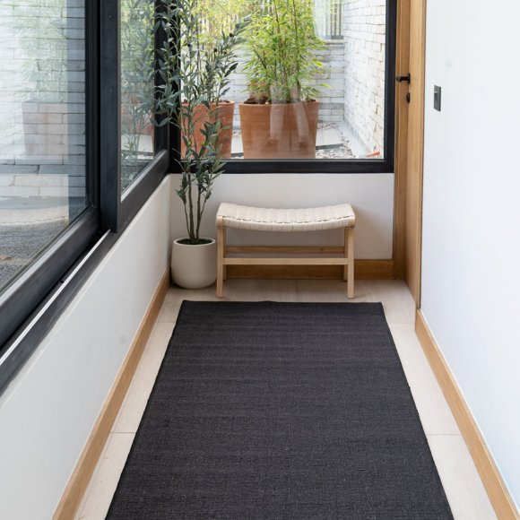 Alfombra Dakar Pasillera Entrada Sisal Negro 90x300