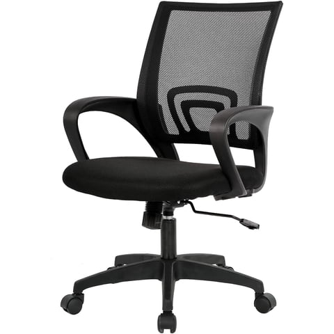 Silla De Oficina Bestoffice Ergonómica Con Respaldo Medio, Giratoria, Negro Oscuro