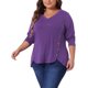 thumbnail image 4 of GRACE & GRANDEUR Ropa de Halloween para Mujer Tallas Grandes Blusa de Manga Larga con Cuello en V, Ajuste Suelto con Botones Decorativos y Dobladillo Irregular L Púrpura Oscuro, 4 of 7
