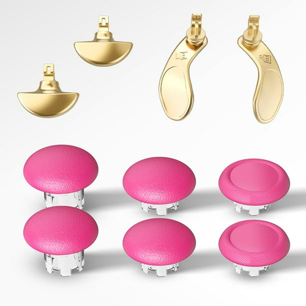 Kit de tapas metálicas para joysticks y botones traseros compatibles con el mando Edge de PS5 - Cubierta de seta para palanca de pulgar, palanca basculante 3D-Oro Rojo