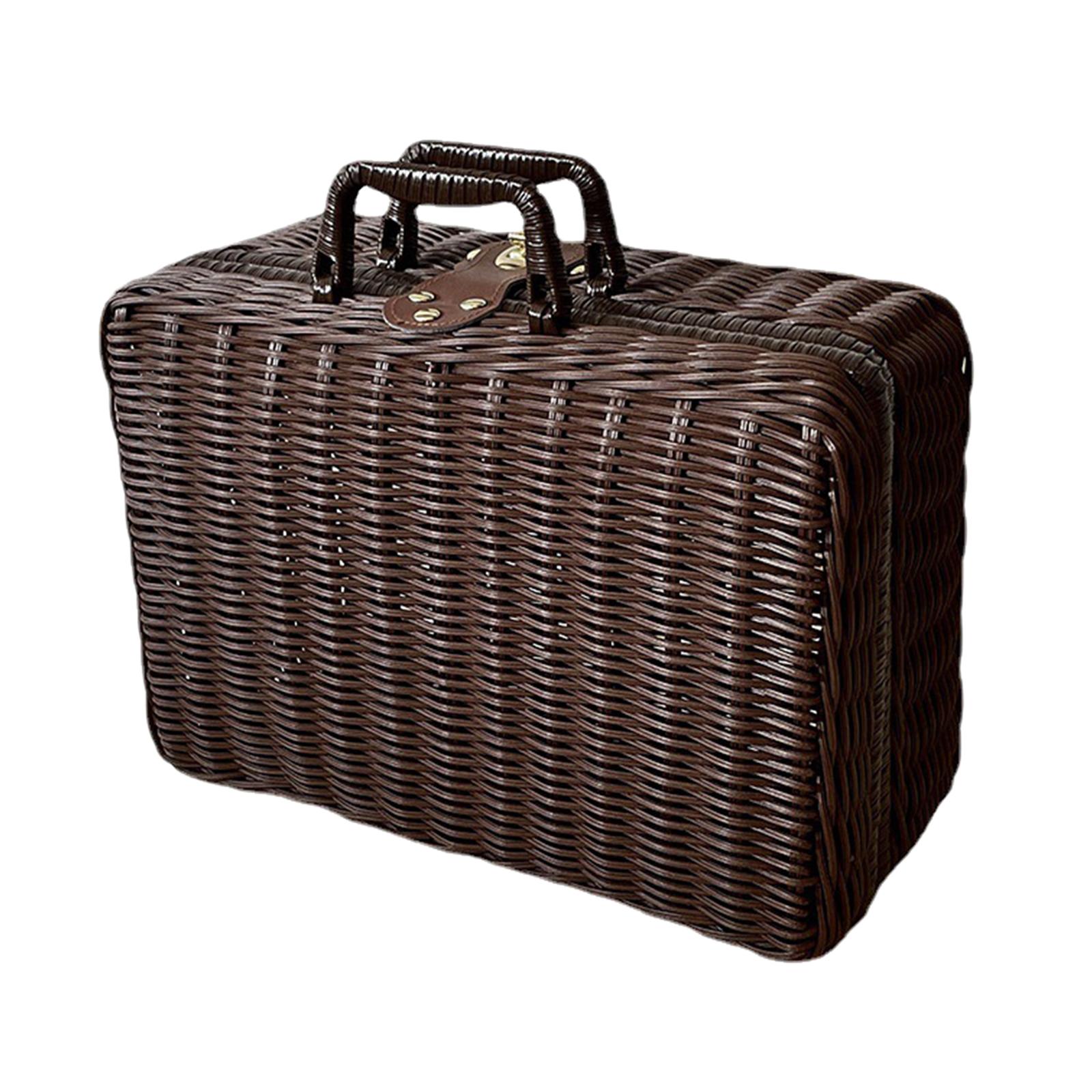 Ioensy - Cesta De Picnic Tejida Para Organizar Cesta Para Guardería, Armario De Bebé, Pañales, Juguetes M Marrón