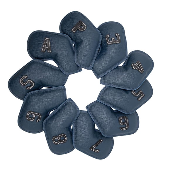 10x Golf Iron Headcover 3-9,P,S,A Club Bordado Número Set Case Azul Oscuro
