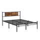 thumbnail image 3 of Queen Size metal bedframe,Headboard with wood panel decoration,black, 3 of 3