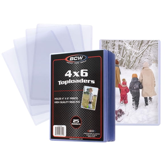 Cargadores BCW para tarjetas y fotos, 4 x 6 unidades, 25 unidades, PVC rígido, transparente