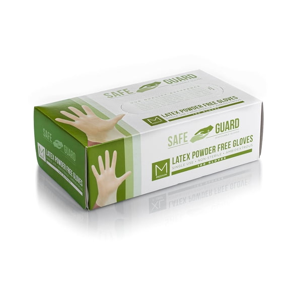 Guantes de látex Safeguard Box, tamaño mediano, 100 unidades, paquete de 1