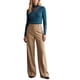 thumbnail image 2 of INSPIRE CHIC Top de Punto de Terciopelo para Mujer de Manga Larga con Cuello Simulado y Encaje Suéter de Punto Talla Mediana Azul Pavo Real, 2 of 6