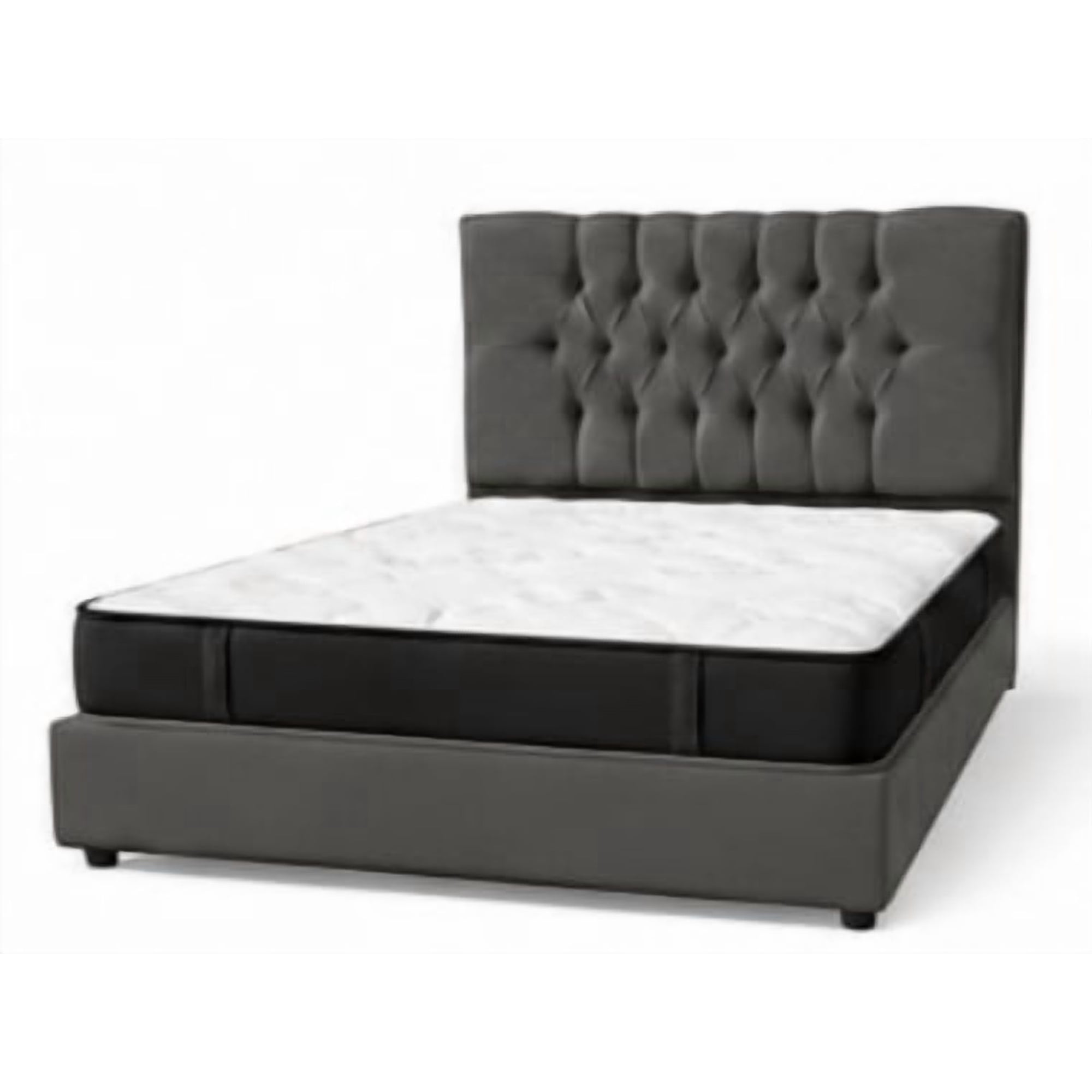 Rous Muebles - Cama Premium 2 Plazas Más Colchón, Color Gris