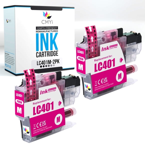 Cartucho de tinta magenta CMYi LC401, paquete de 2, para Brother