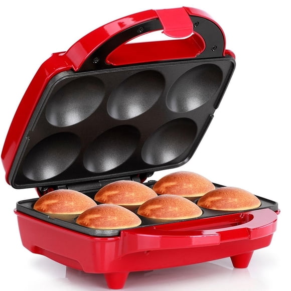 Máquina Eléctrica Para Cupcakes Antiadherente De 6 Unidades Roja