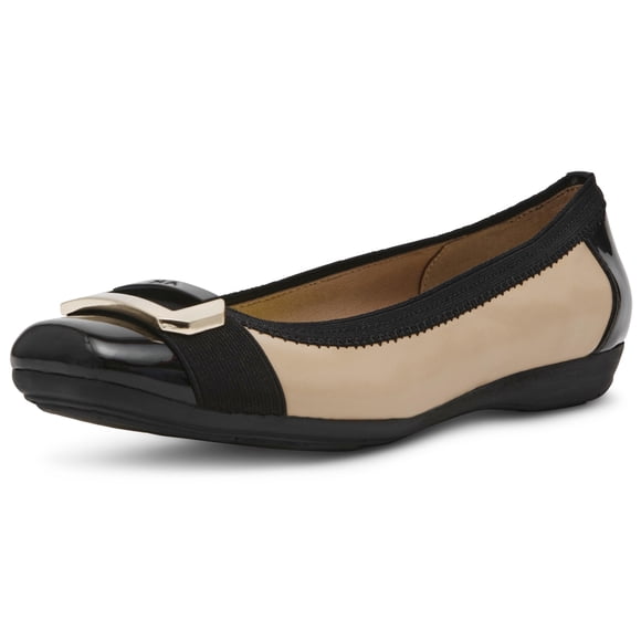 Zapatos Anne Klein Uplift Ballet Flat para mujer en color nude/negro