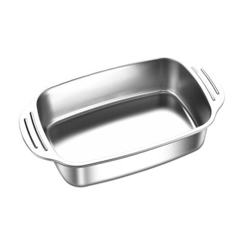 Ioensy - Bandeja Para Hornear Profunda De Acero Inoxidable Con Asas Rectangular Para Comer Al Aire Libre Fondo Plano