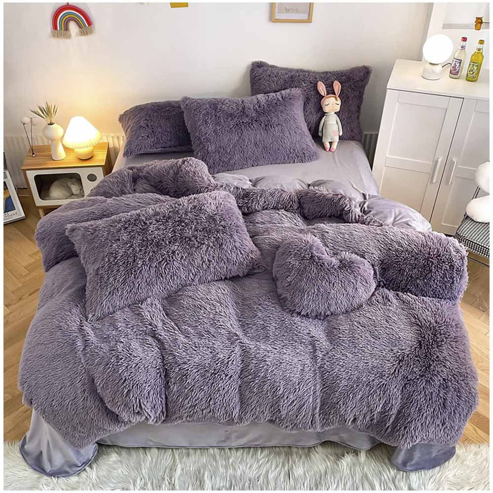 Genérico - Cubrecama Peludo Con Chiporro Gris 2 Plazas