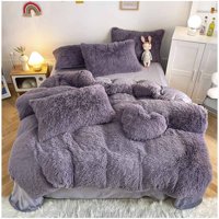 Genérico - Cubrecama Peludo Con Chiporro Gris 2 Plazas