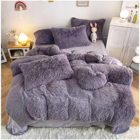 Genérico - Cubrecama Peludo Con Chiporro Gris 2 Plazas