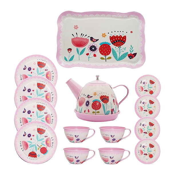 Juego de Fiesta de Té para Niña Pequeña, Juego de Fiesta de Té, Tazas de Tetera Educativas, Bandeja de Simulación, Juguete de Princesa, Juguetes para
