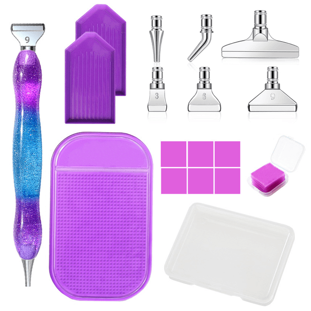 Bolígrafo con accesorios para pintura de diamantes, juego de 18 piezas para pintura de diamantes 5D, cabezales de repuesto para bolígrafo de taladro de metal de 6 estilos