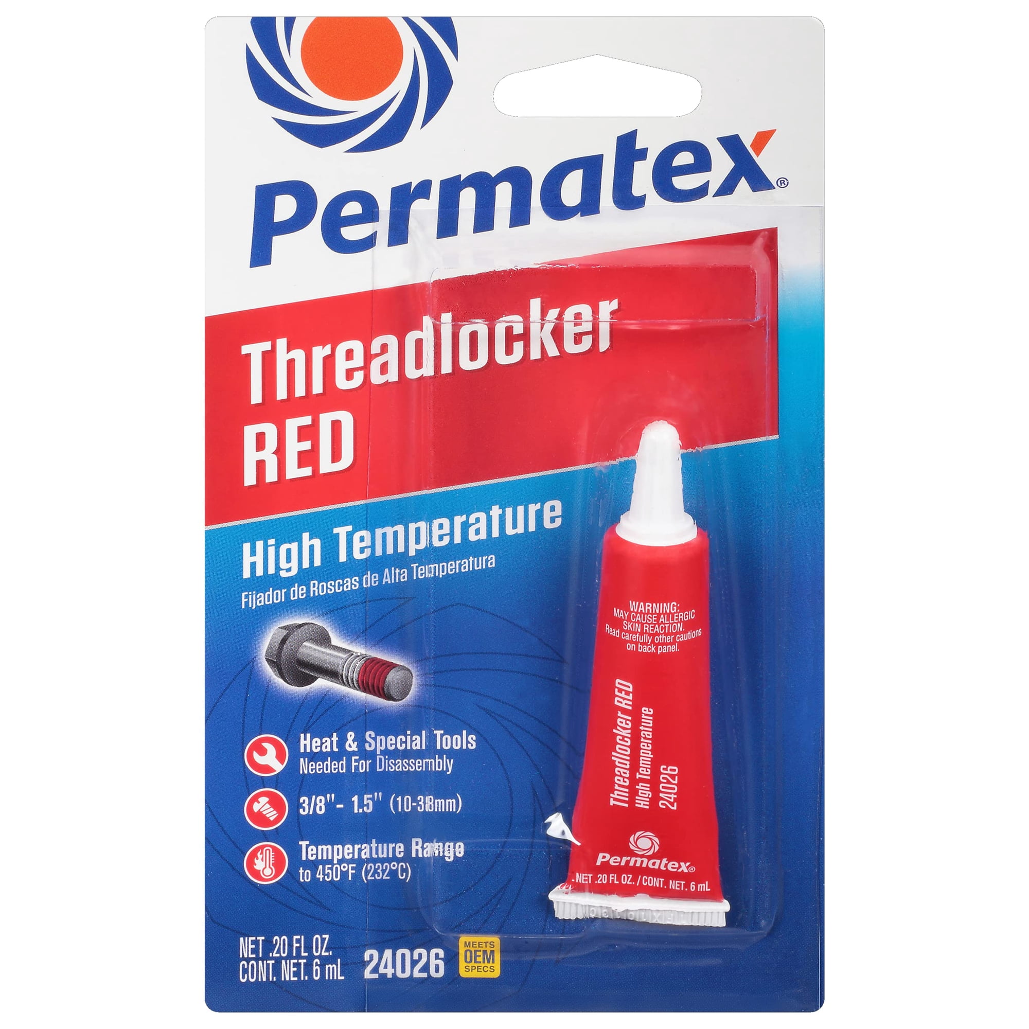 Threadlocker Permatex 24026 Rojo De Alta Temperatura, 6 Ml