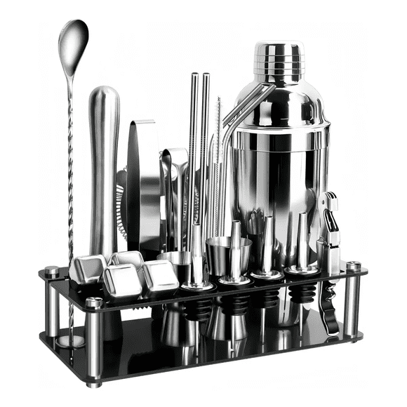 23 Piezas Cocktail Belug Bartender Kit, Coctelera Profesional Utensilios De Bar, Cocteleras De Cóctel 750 Ml, plata