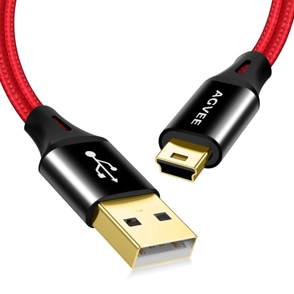 Cable Mini USB AGVEE de 1 m trenzado USB-A a Mini-B de 5 pines