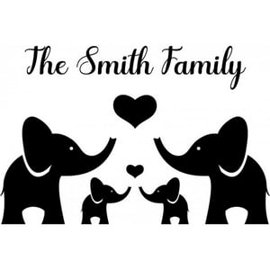 Rienda Libre Graphics - Decomural Personalised Name Elephant Family Ws-51200