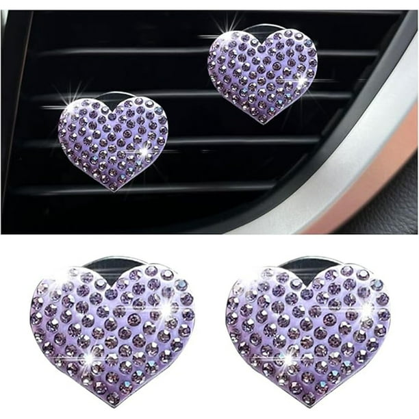 Clip de ventilación para ambientadores de automóviles, diseño exterior amoroso, diamantes de imitación de vidrio, decoración interior brillante del automóvil, hermosos accesorios para mujeres y niñas