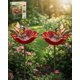 thumbnail image 1 of Estaca jardín flor metal hecha mano con baño abejas decoración exterior regalo polinizadores, 1 of 8