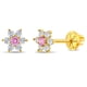 thumbnail image 1 of Aros de flor de oro 14k con circones, 1 of 2