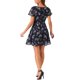 thumbnail image 3 of INSPIRE CHIC Vestido de Chifón con Cremallera y Cordones, Manga Corta Acampanada, Cuello en V Floral para Mujer, Regreso a Clases, S Azul Oscuro, 3 of 6