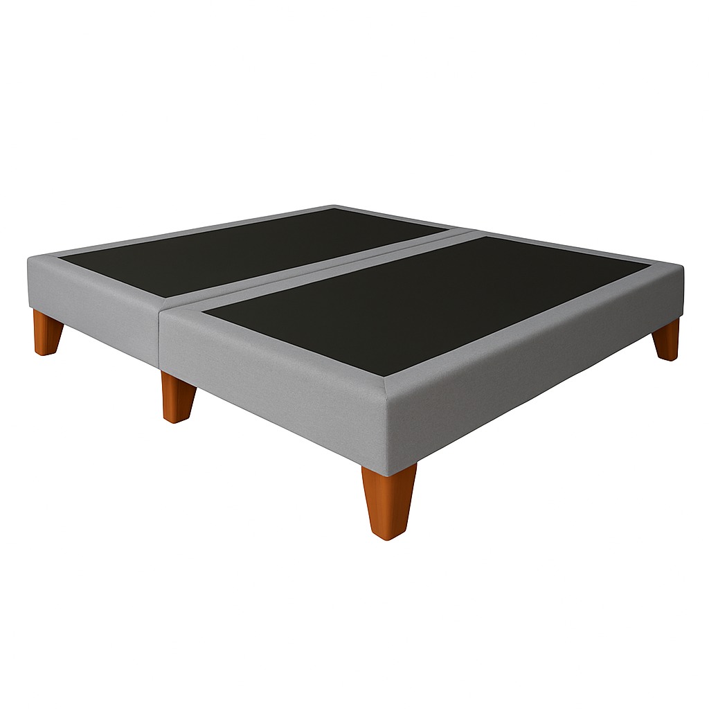 Ethan Desing - Base De Cama 2 Plazas Gris Claro Perla En Lino