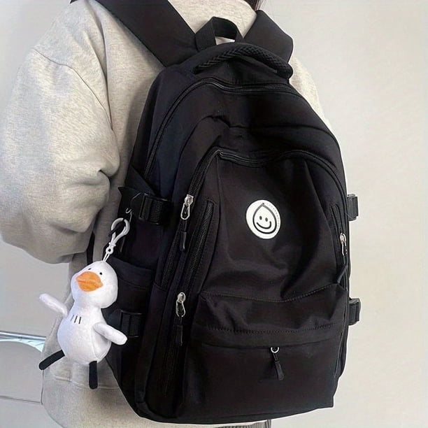 Trendy Bear Pattern Backpack, Simple Preppy Style School Bag, Versatile Travel Bookbag
