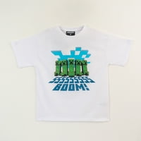 Polera Manga Corta Niño Blanco Creepers Boom Minecraft