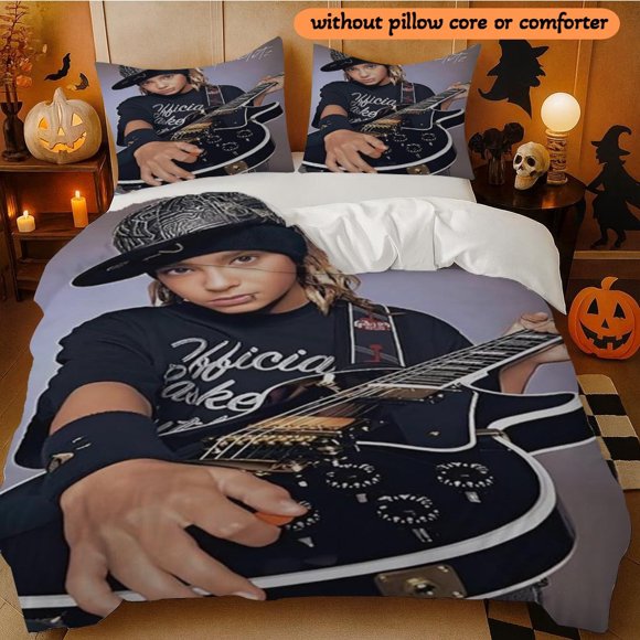 3pcs Tom Kaulitz Printed Duvet Cover Set Year-Round Use Comfortable Warm for Student Halls of Residence Christmas Holiday Double the Joy Party Decor Ideal Choice with Zipper Closure Popular Bestseller