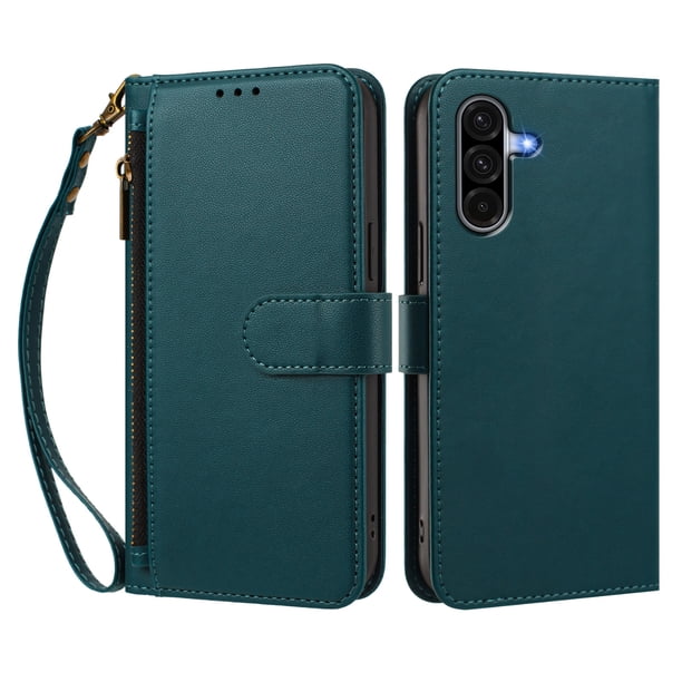 Funda Tipo Billetera para samsung galaxy A17 4G/5G con Soporte y Bolsillo con Cierre Verde