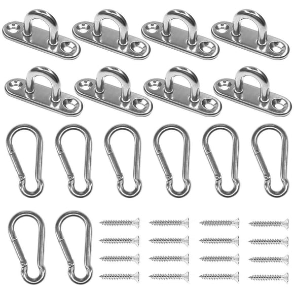 Paquete de 8 ganchos en U y mosquetón de acero inoxidable Pad Eye Plate